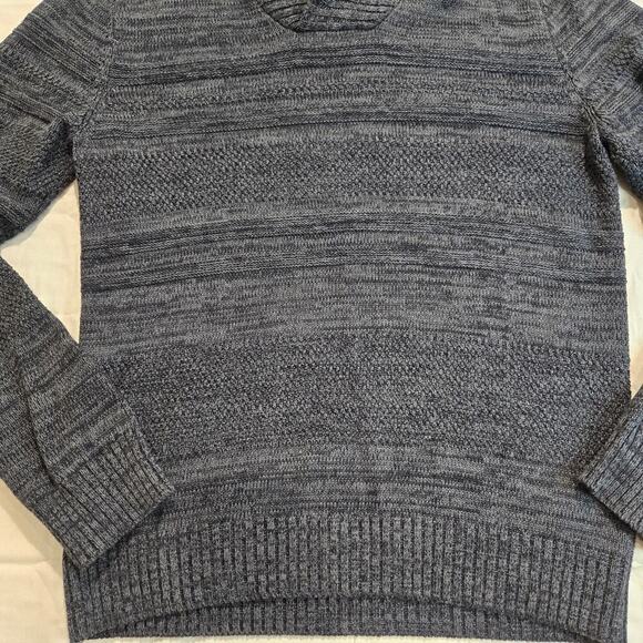 American Rag Cie Men's Multi-Textured Shawl Collar Pullover Sweater Sz L Black - Picture 3 of 10